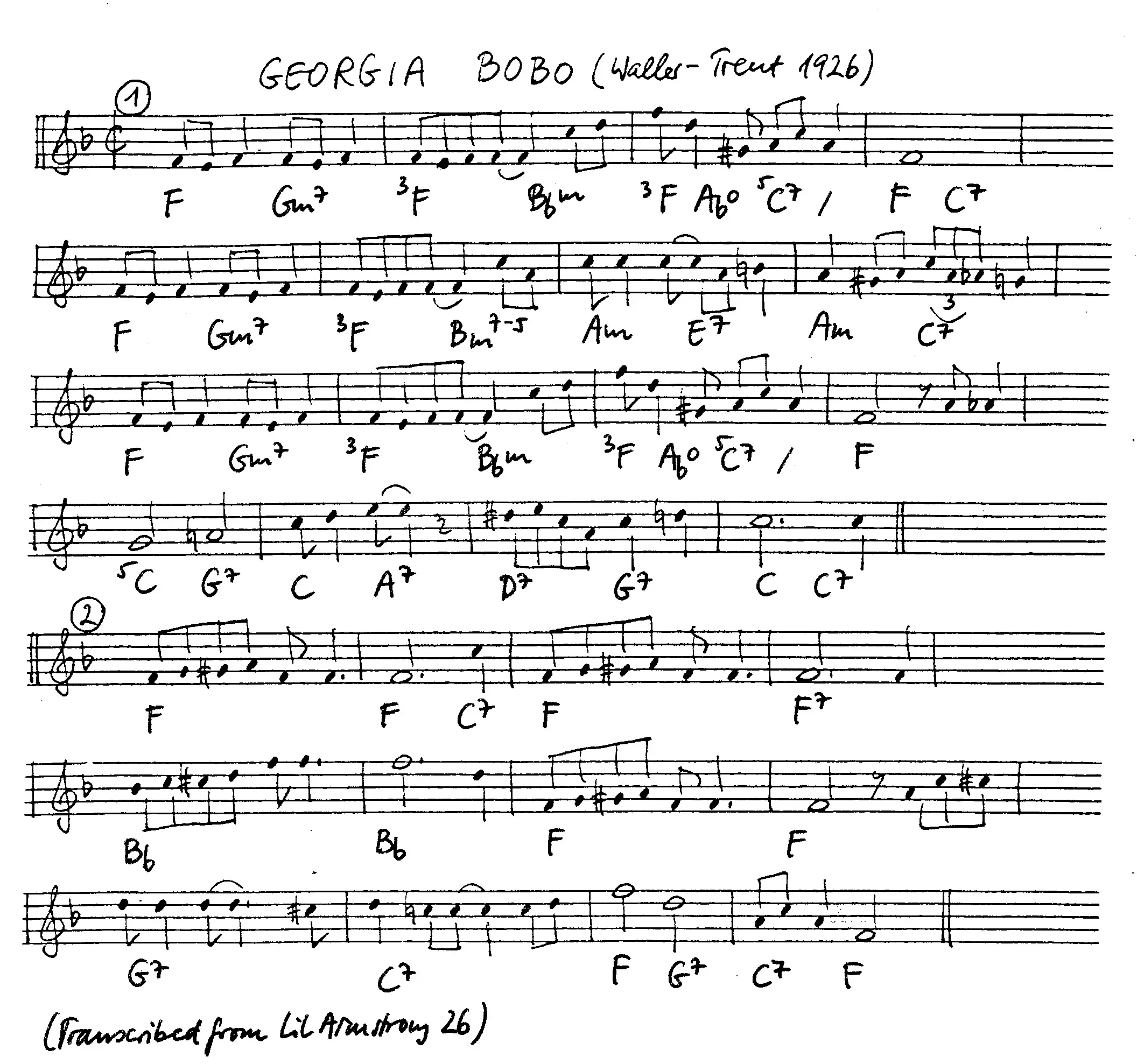 georgia bo bo free jazz leadsheet - Courtesy of the Jungle Jazz Band